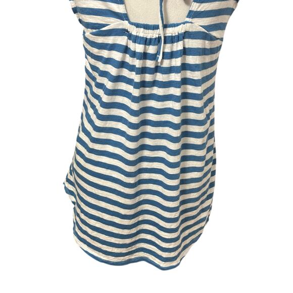 Caslon Cap Sleeves Blouse Round Neck Keyhole Striped Blue White Women's S NWOT - Picture 6 of 8